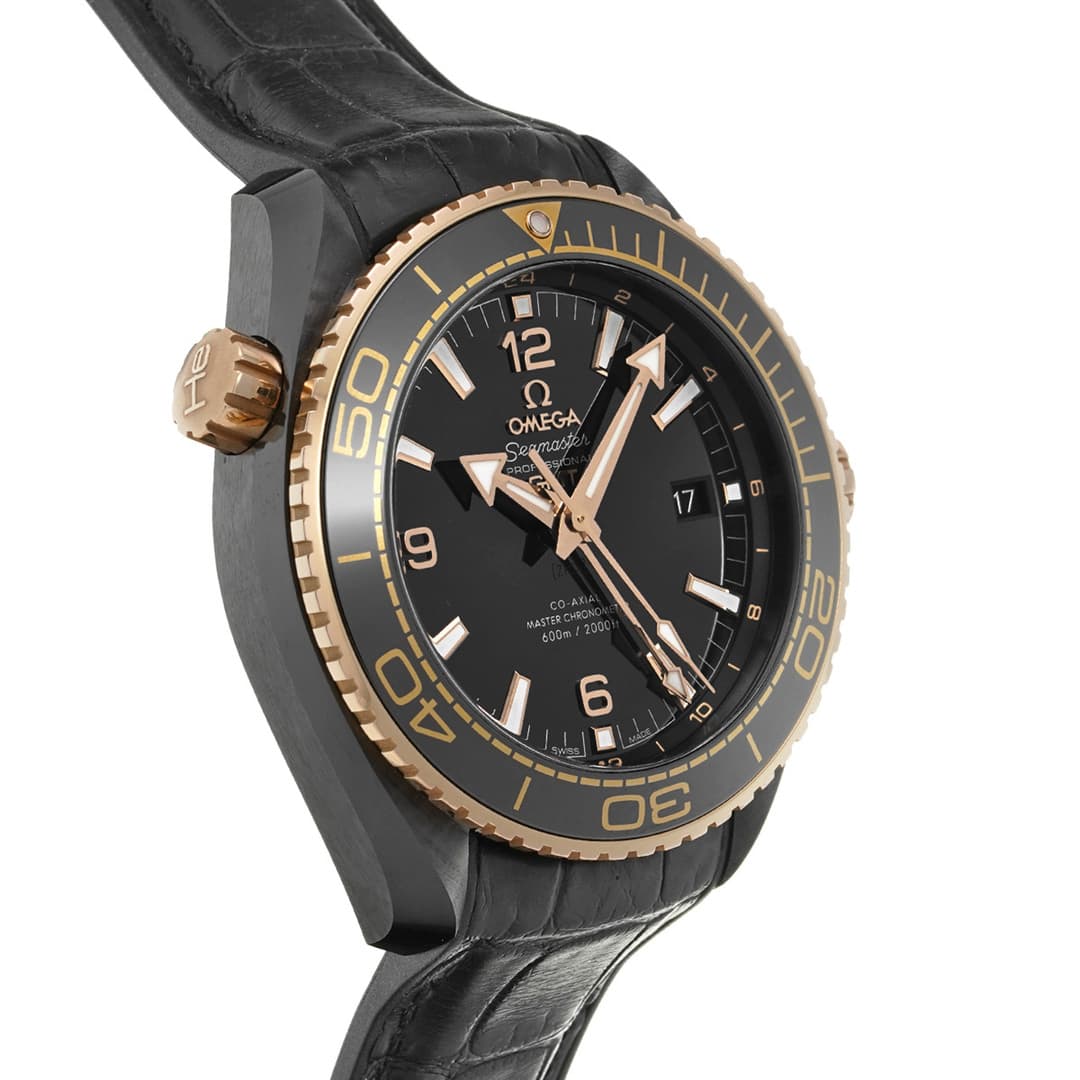 Omega Seamaster Planet Ocean 600 Co-Axial Master Chronometer GMT Deep Black — vue 3