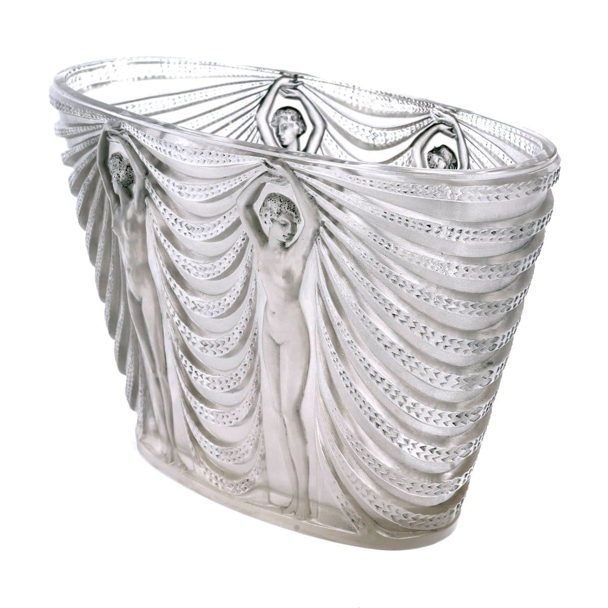 René Lalique Vase « Terpsichore » en verre blanc patiné bleu — vue 3
