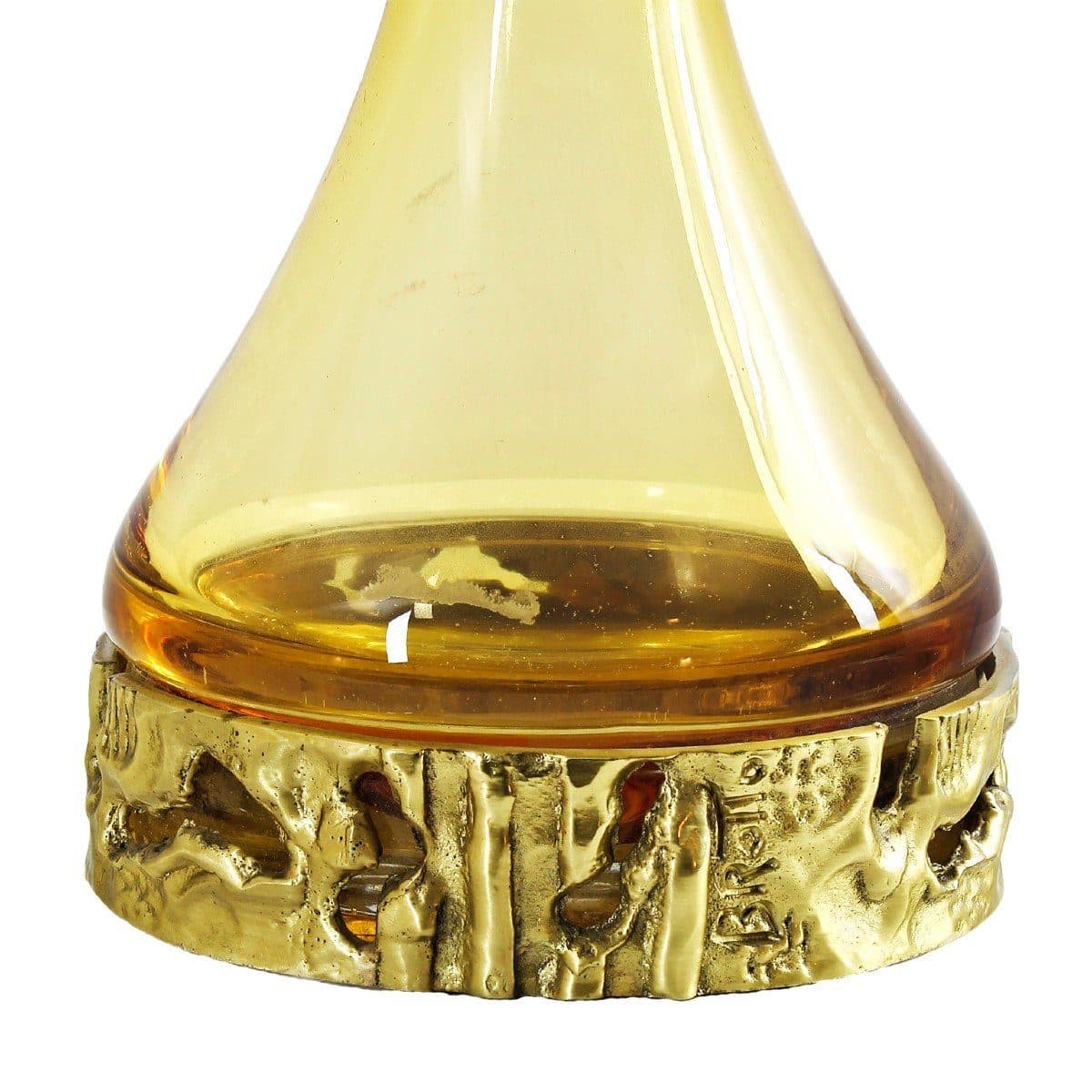 Murano Série de trois bouteilles en verre jaune et bronze — vue 4