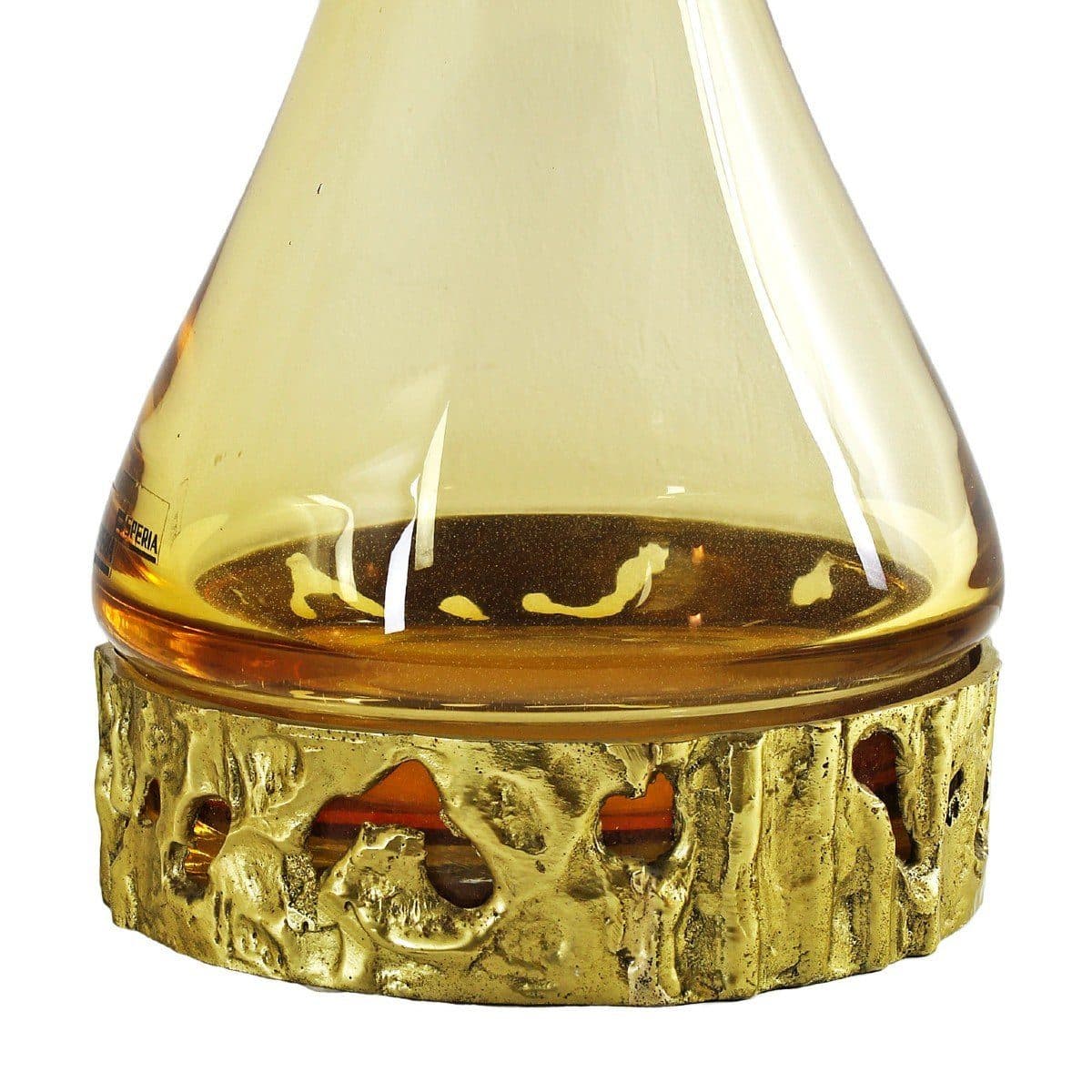 Murano Série de trois bouteilles en verre jaune et bronze — vue 6