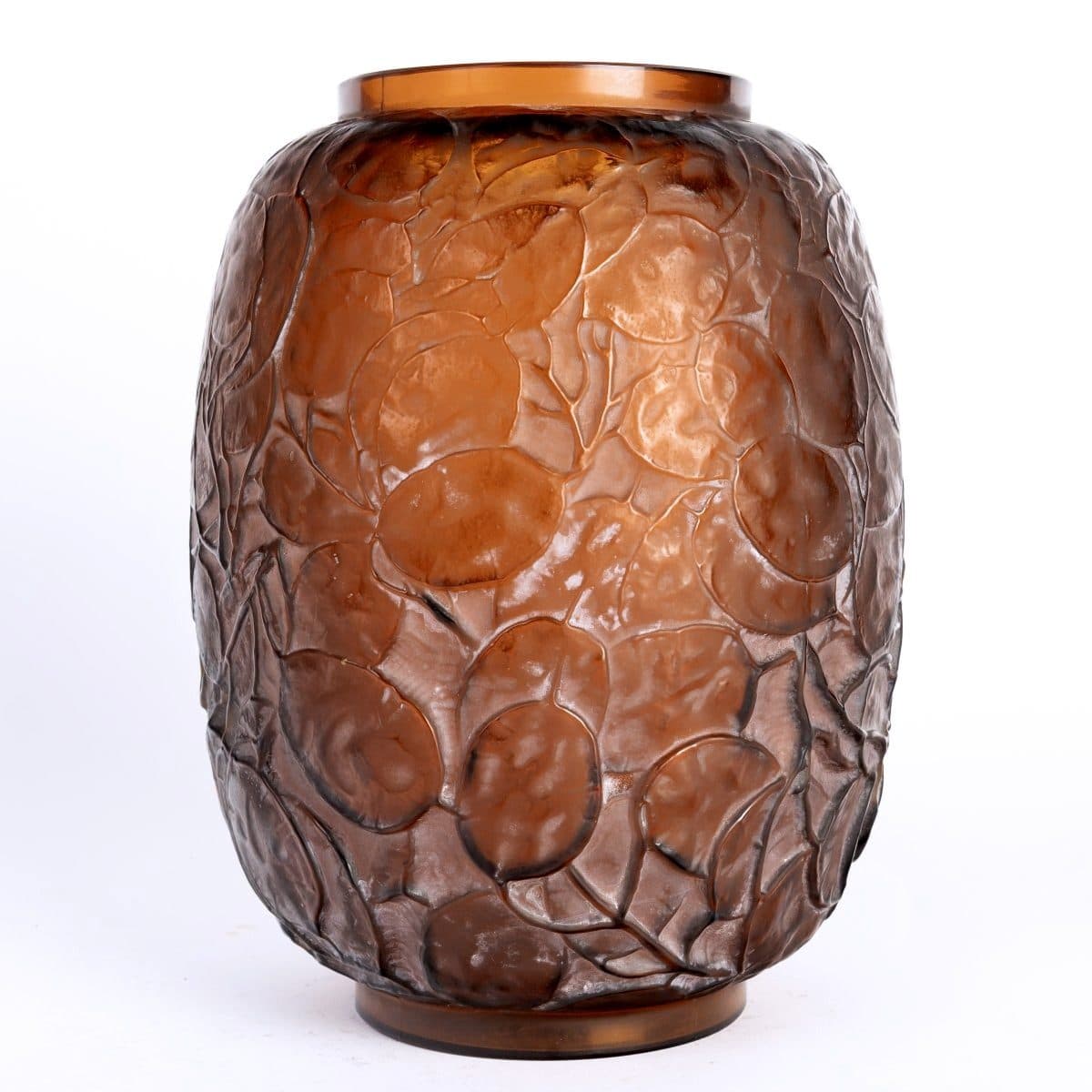 René Lalique Vase « Monnaie du Pape » en verre rouge ambré — vue 2