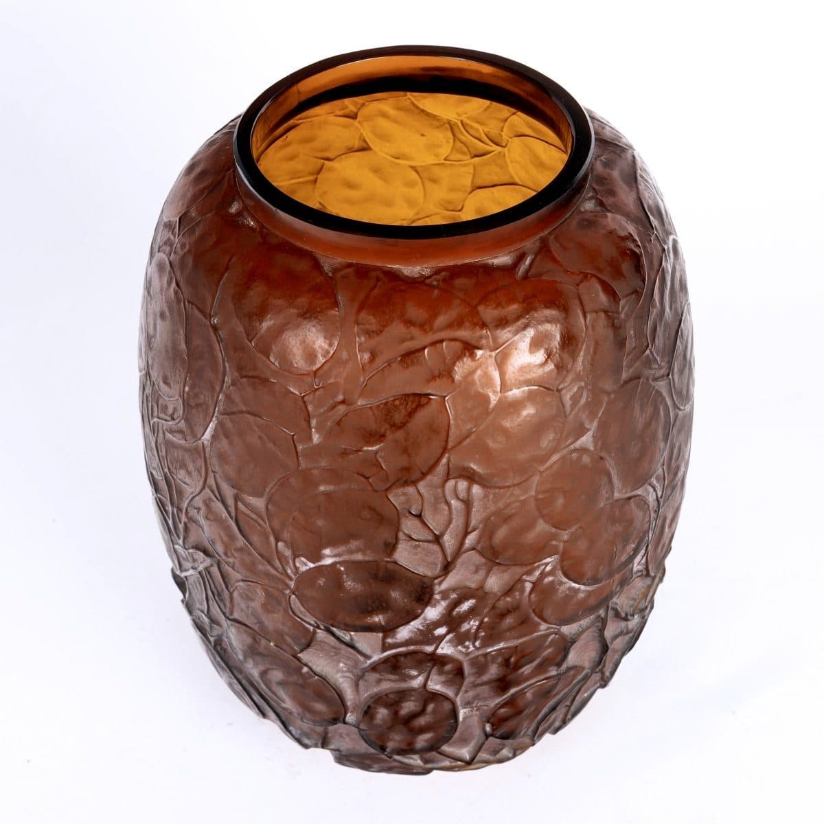 René Lalique Vase « Monnaie du Pape » en verre rouge ambré — vue 4