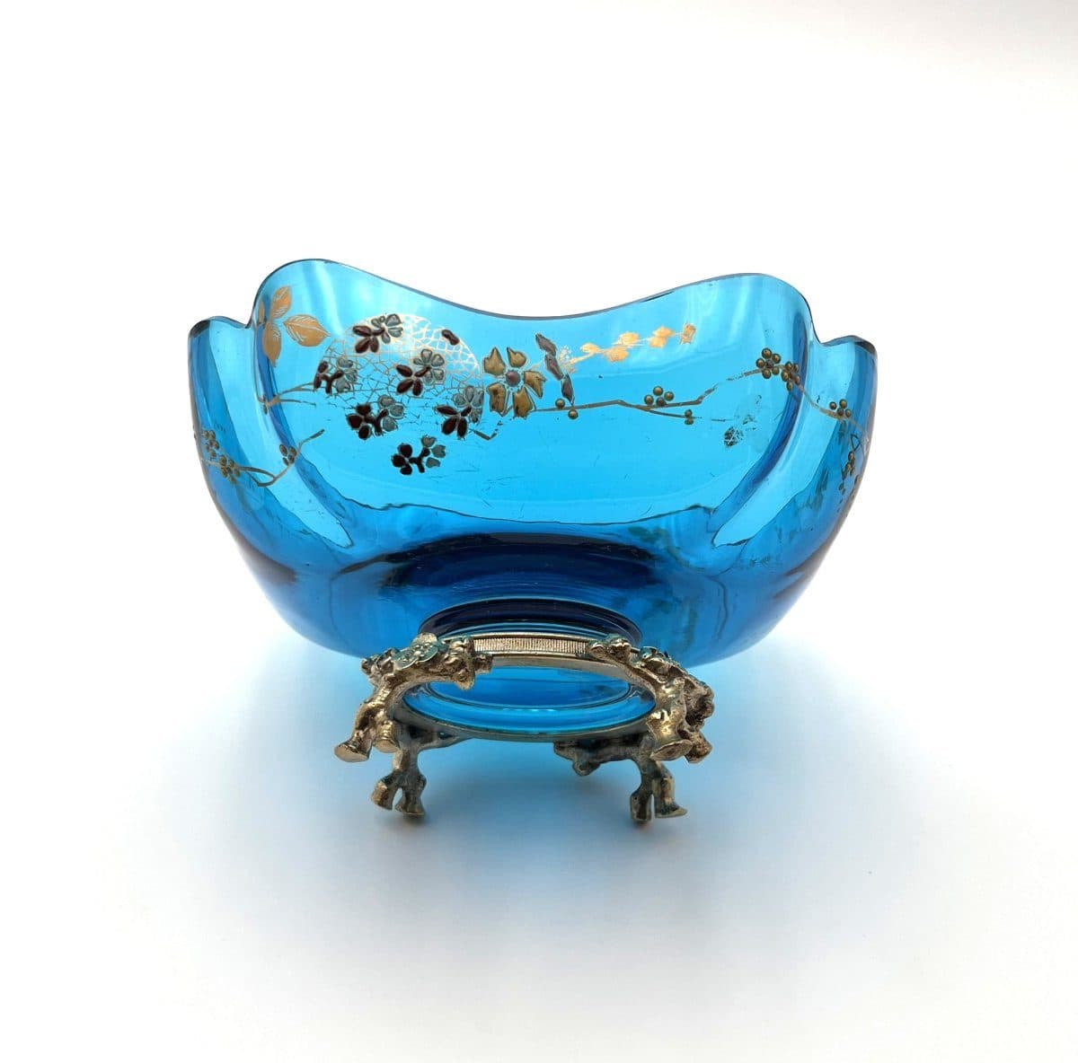 Baccarat Coupe en cristal bleu émaillé et bronze — vue 5