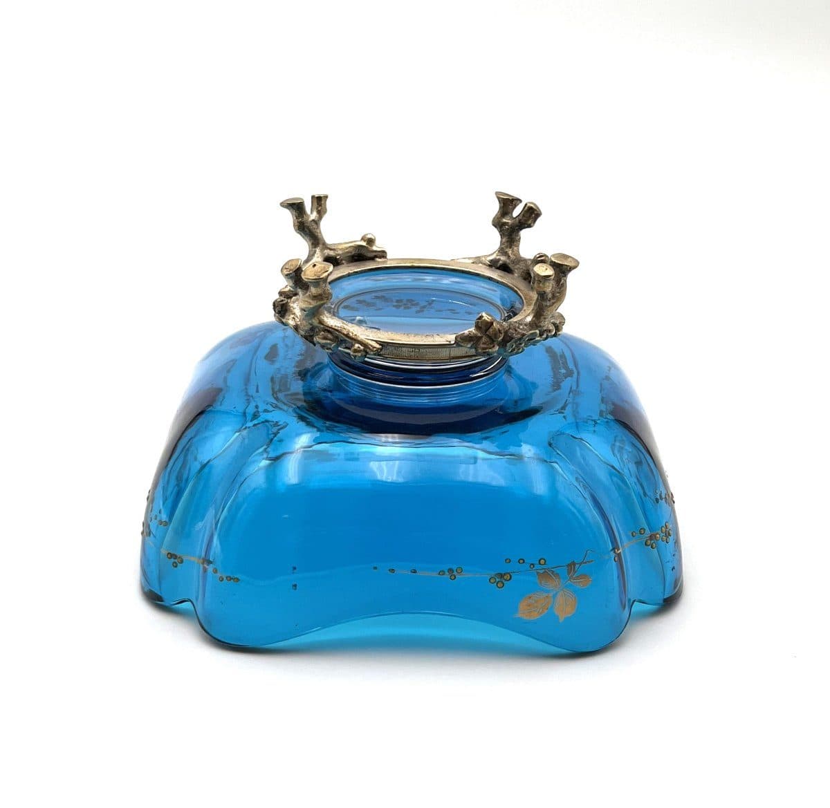 Baccarat Coupe en cristal bleu émaillé et bronze — vue 6
