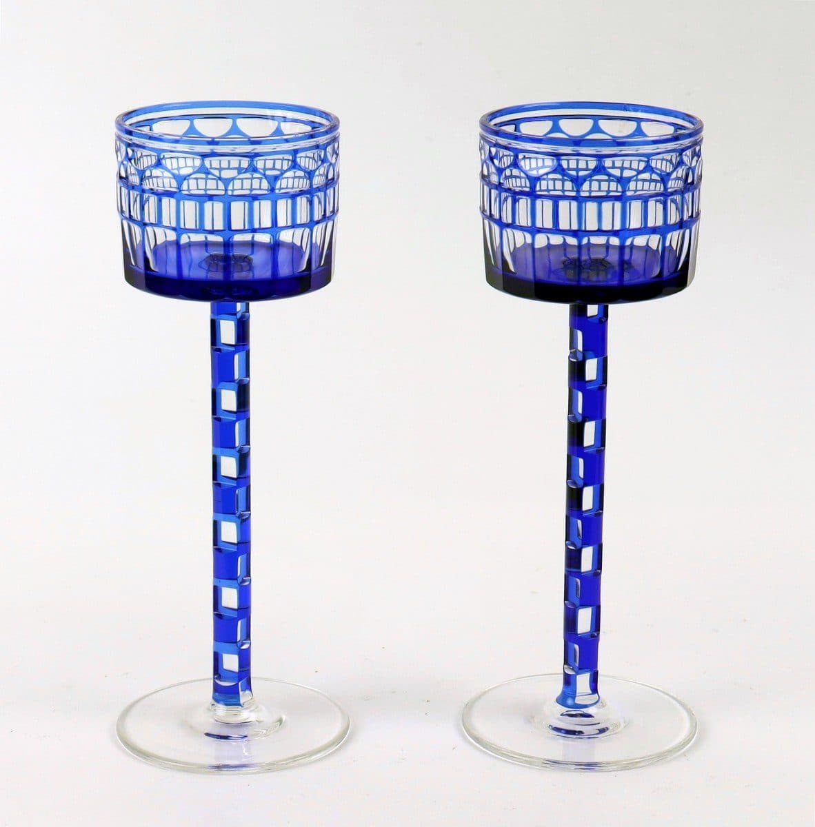 Otto Prutscher Paire de verres en cristal bleu cobalt — vue 2