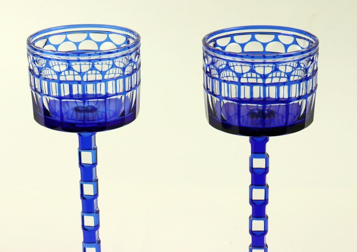 Otto Prutscher Paire de verres en cristal bleu cobalt — vue 4