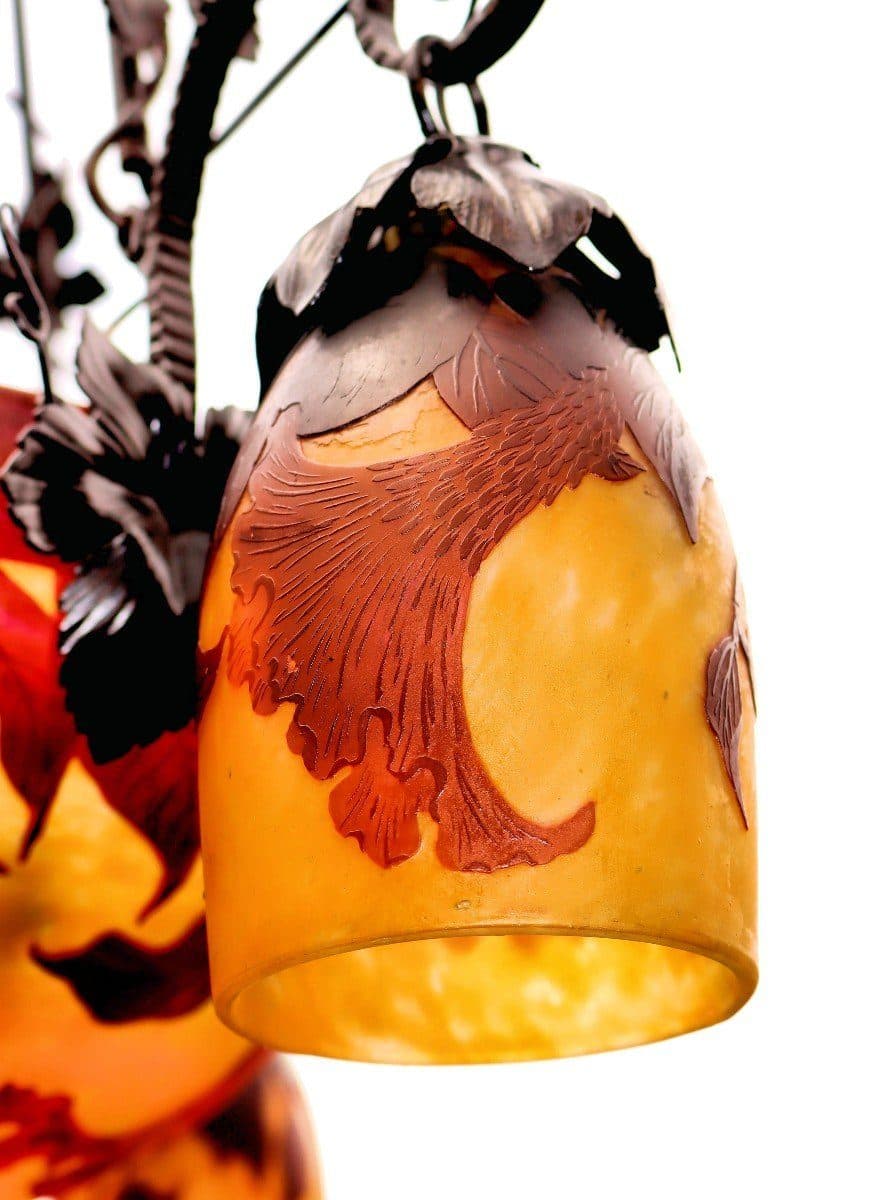Muller Frères Lunéville Important lustre Art Déco aux tulipes — vue 7
