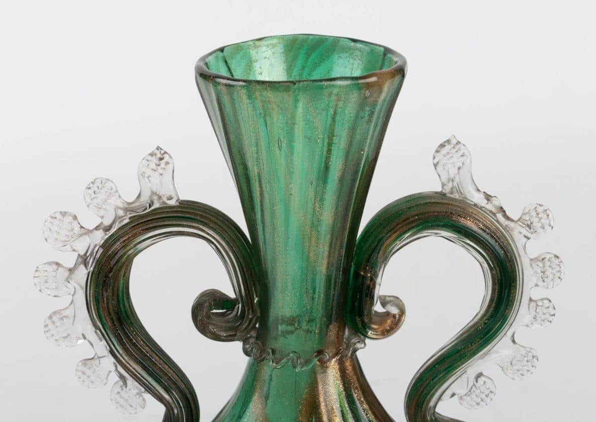 Salviati Vase vénitien vert émeraude et aventurine — vue 3