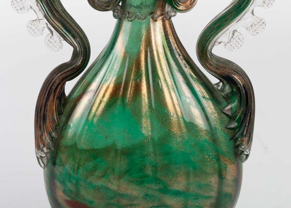 Salviati Vase vénitien vert émeraude et aventurine — vue 4