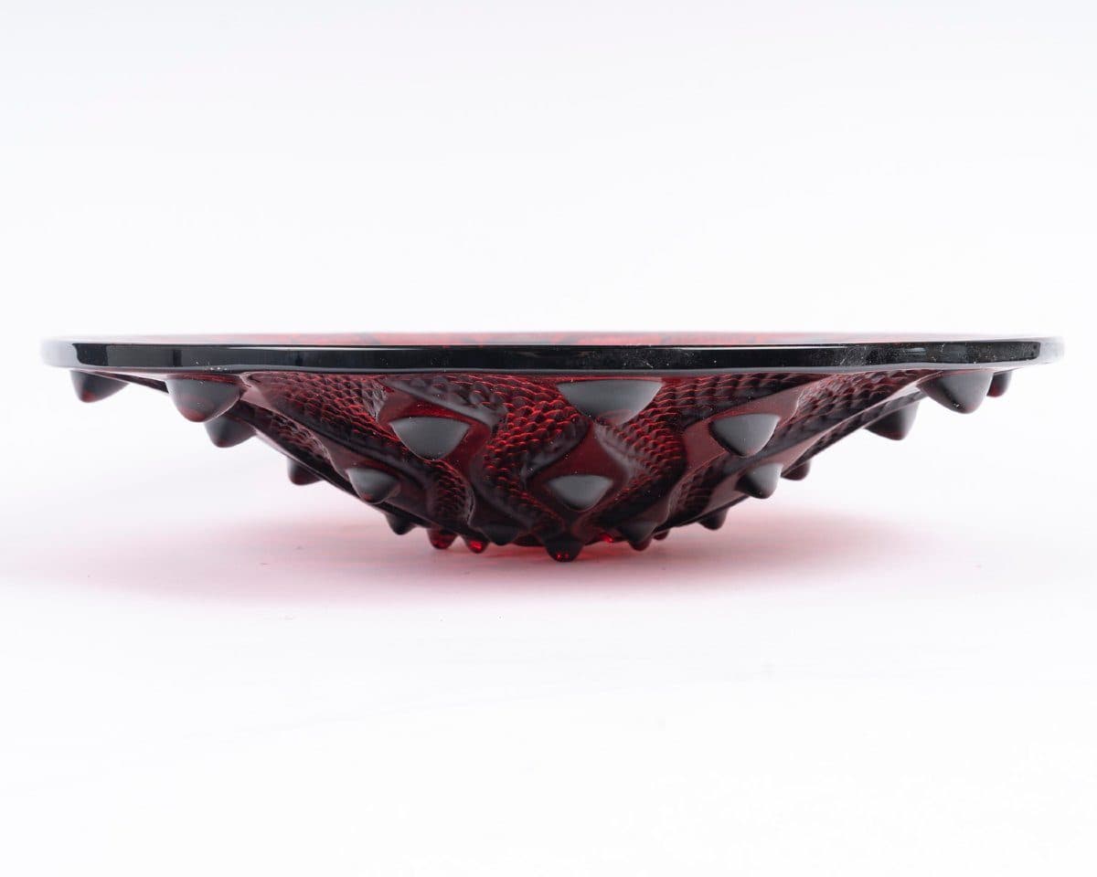 Lalique France Coupe « Serpentine » en cristal rouge — vue 3
