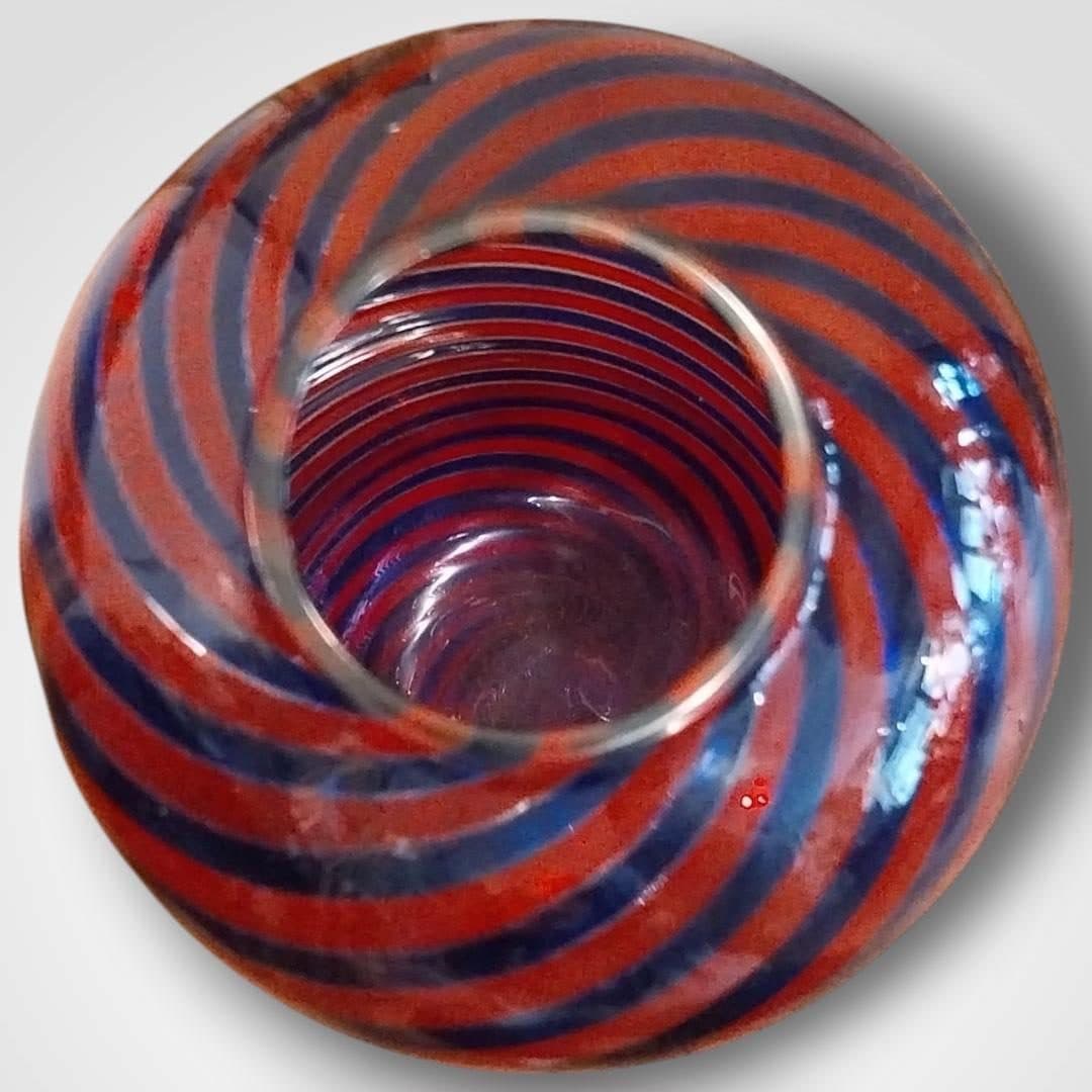 Vase en verre de Murano à rayures rouges et noires — vue 2