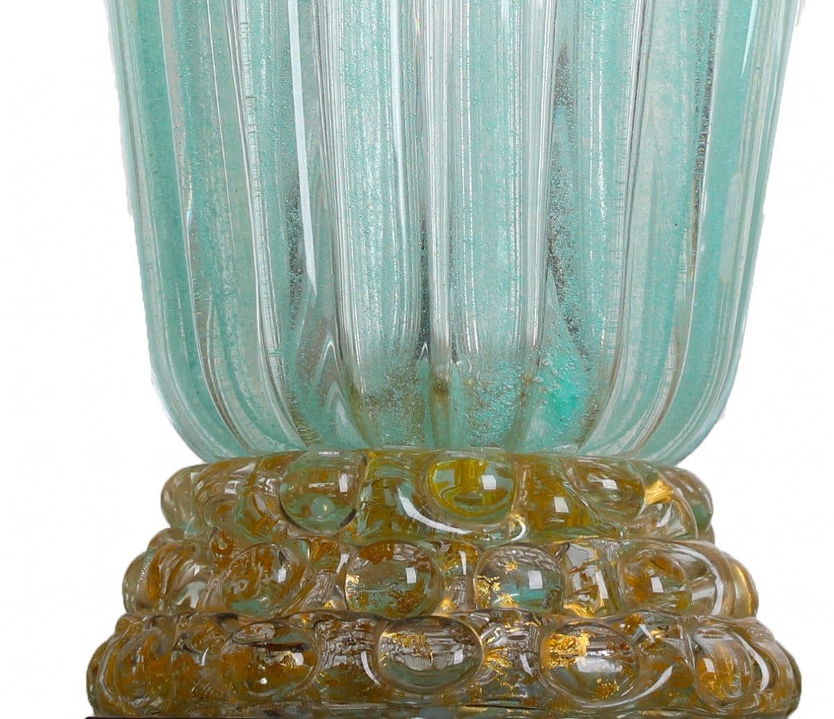Vase moderniste « Lenti » en verre soufflé et feuilles d’or — vue 2