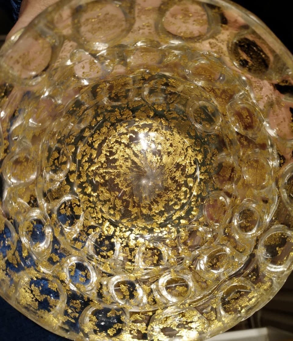 Vase moderniste « Lenti » en verre soufflé et feuilles d’or — vue 3