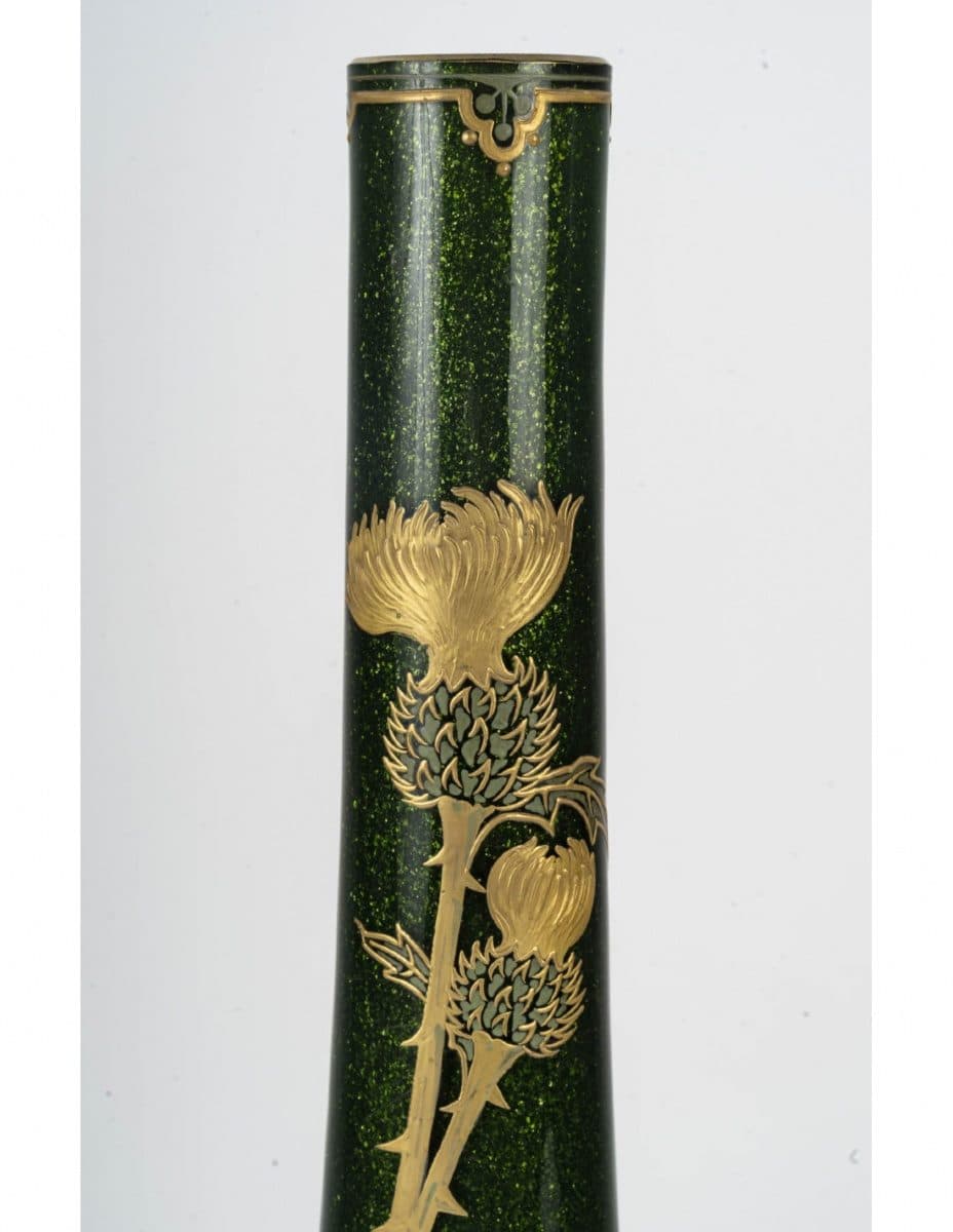 Grand vase en verre irisé à décor de chardons — vue 2