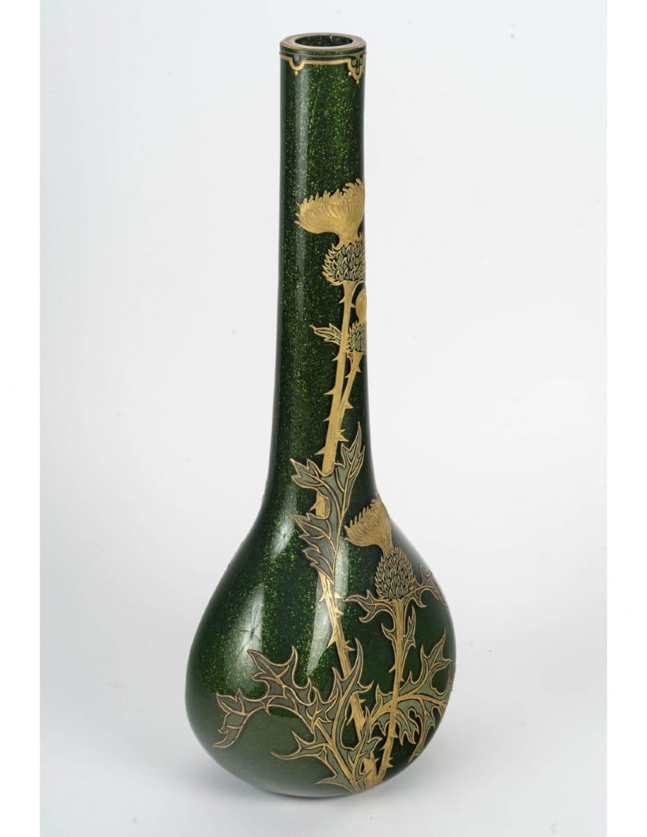 Grand vase en verre irisé à décor de chardons — vue 3