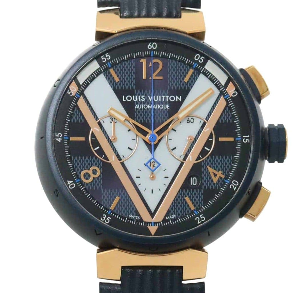 LOUIS VUITTON TAMBOUR CHRONOGRAPHE DAMIER COBALT