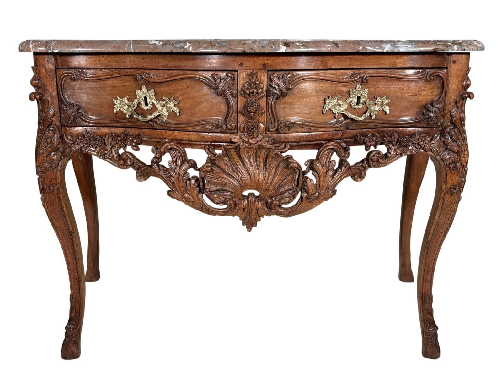 Console perruquière en noyer, époque Louis XV, vers 1750