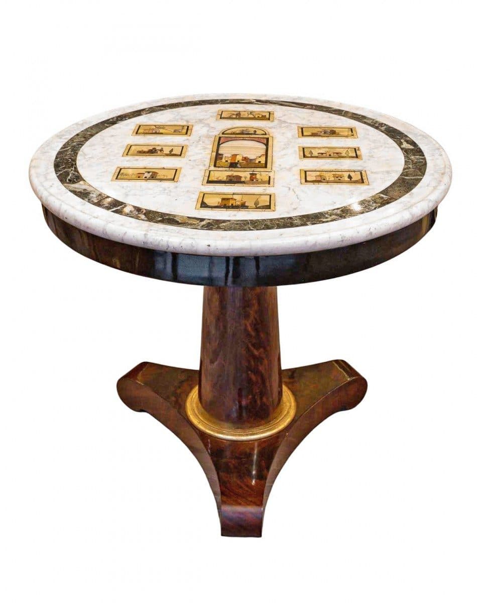 Table guéridon à marqueterie de pierres dures et marbre, Florence, vers 1810