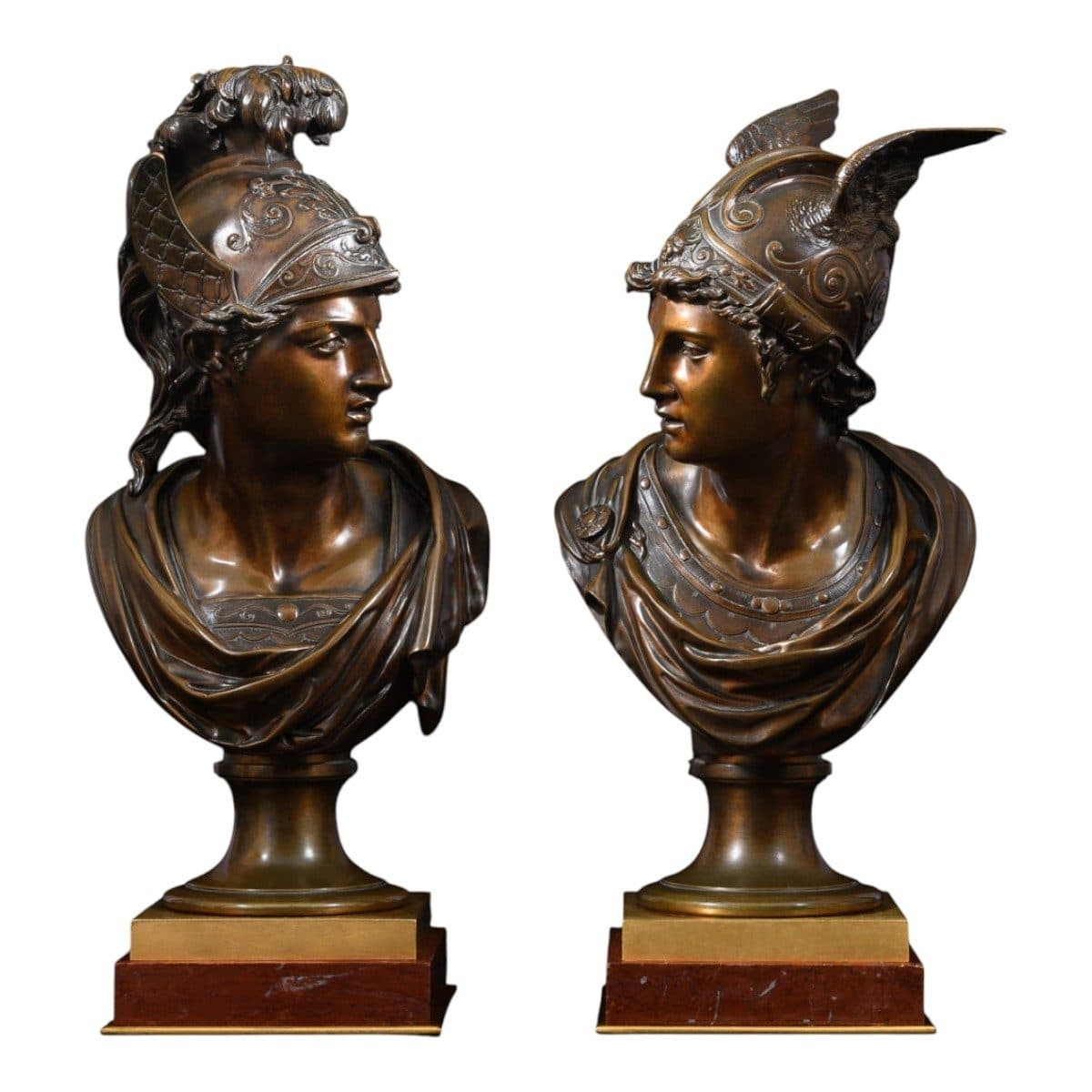Paire de bustes mythologiques « Mars et Mercure »