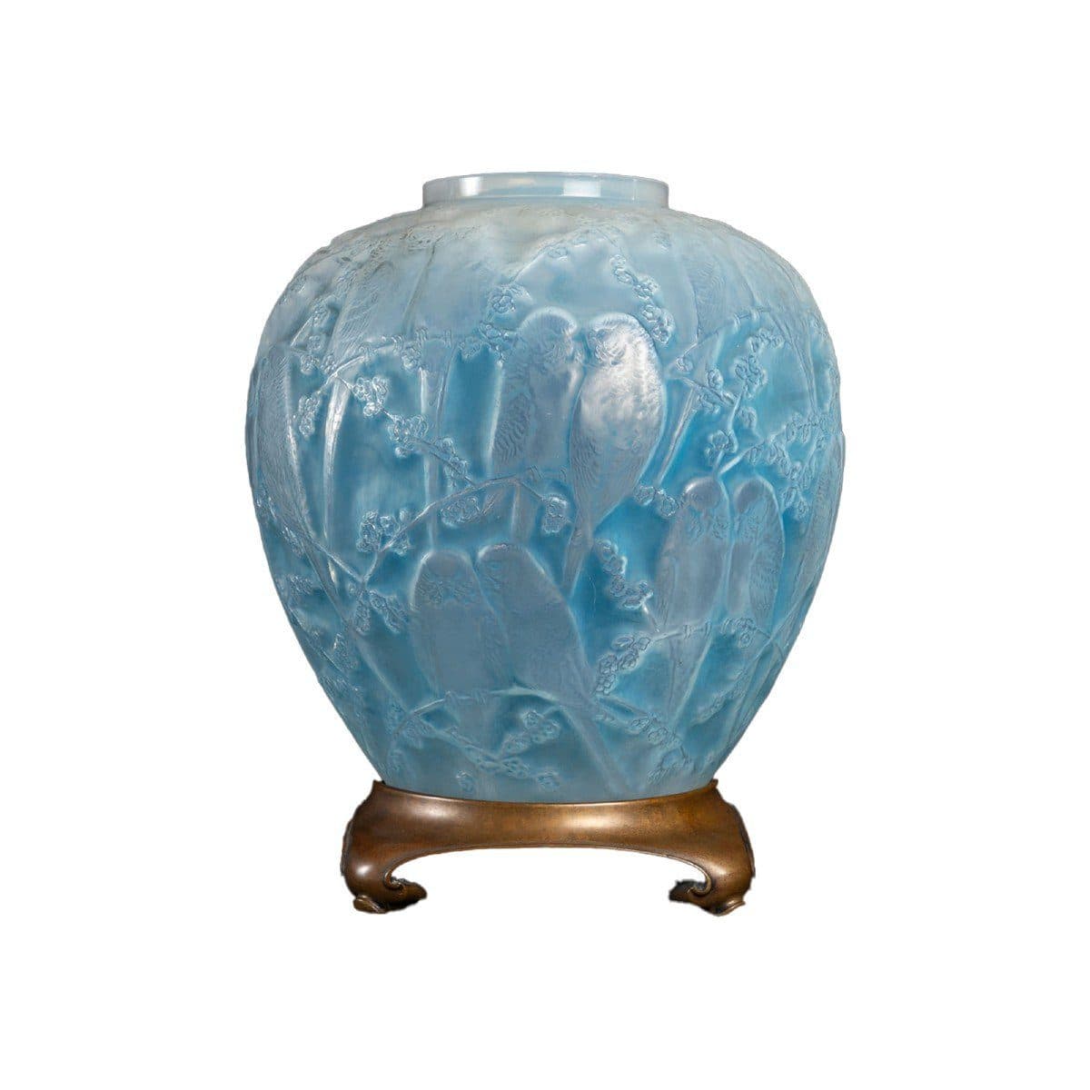René Lalique Vase « Perruches » opalescent