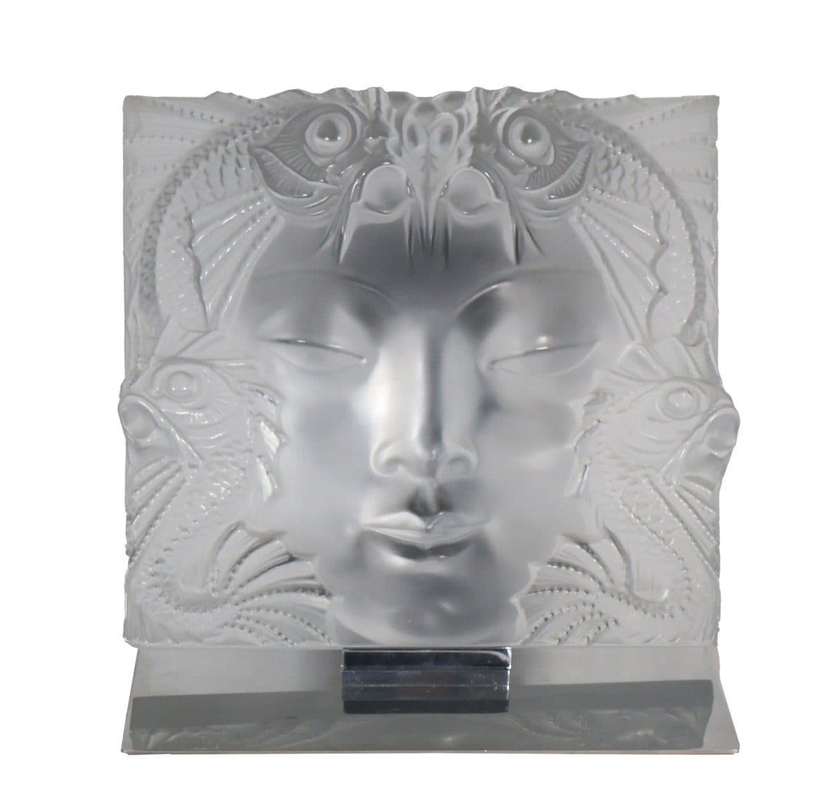 Lalique France Motif décoratif « Fontaine Poissons » ou « Masque Femme »