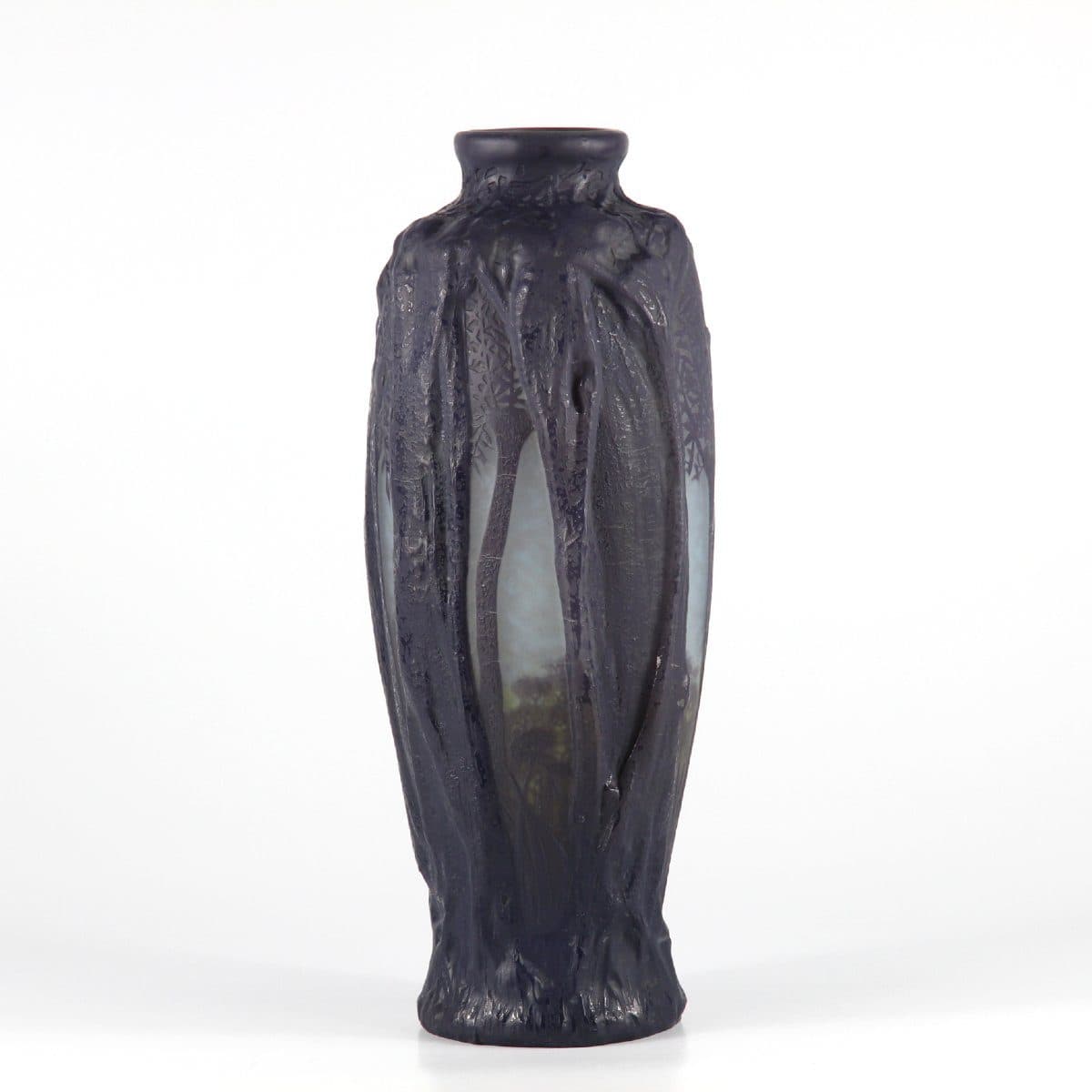 Daum Nancy Vase au paysage forestier en relief