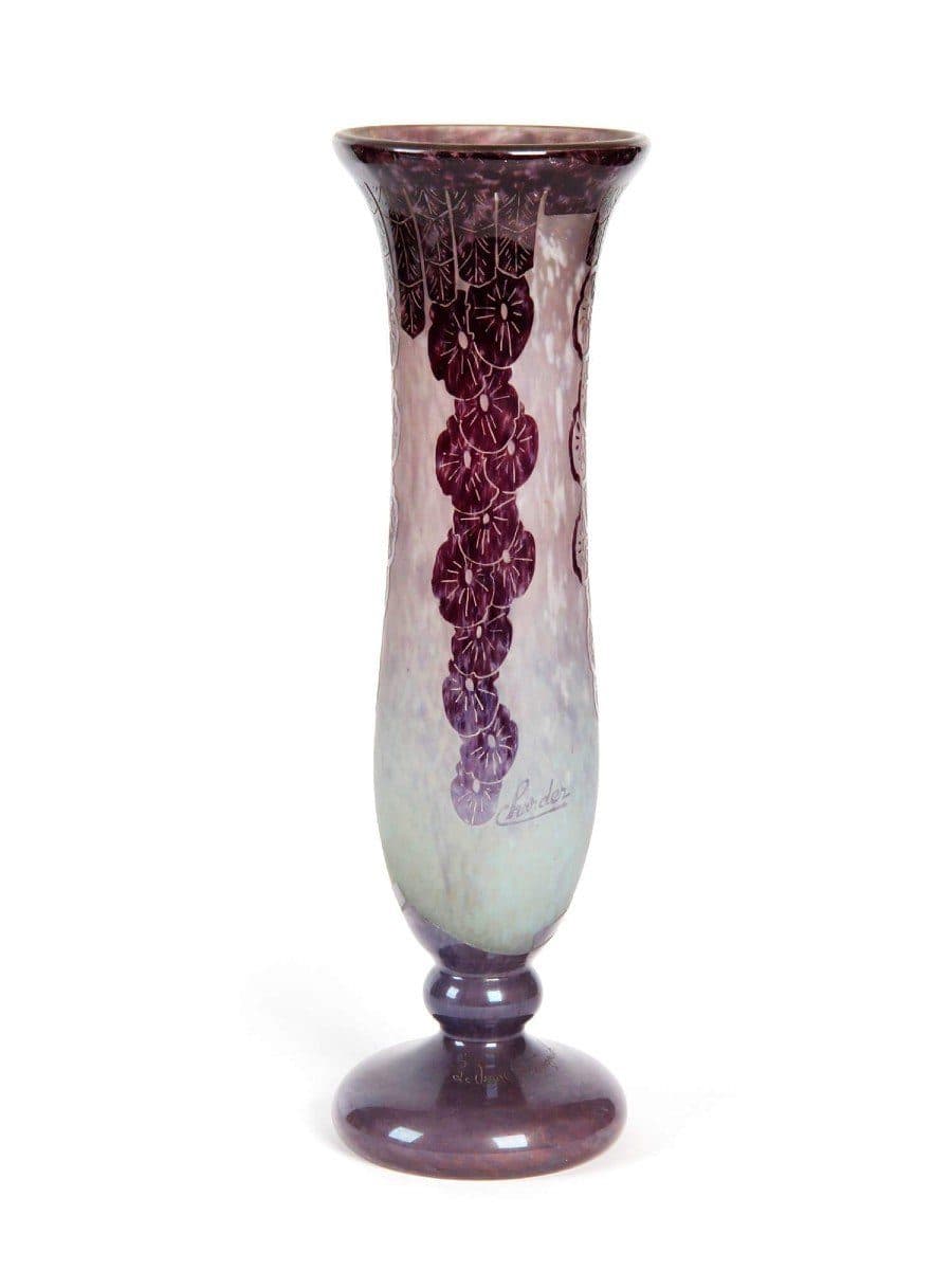 Charles Schneider Le Verre Français, vase « Glycines » à piédouche