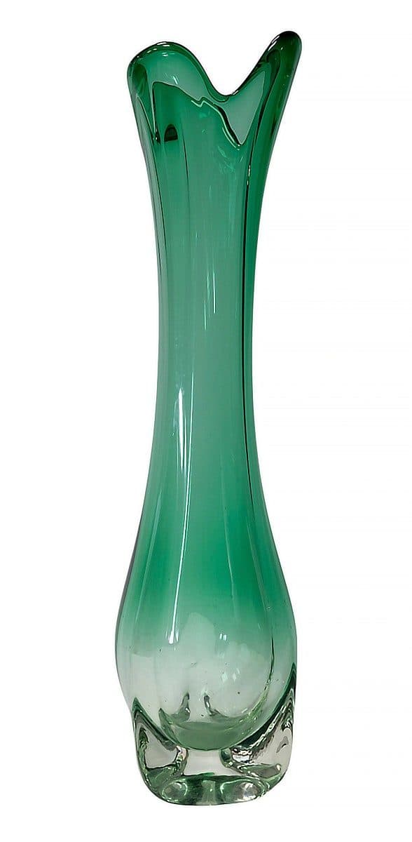 Murano Grand vase monumental en verre vert émeraude, vers 1960
