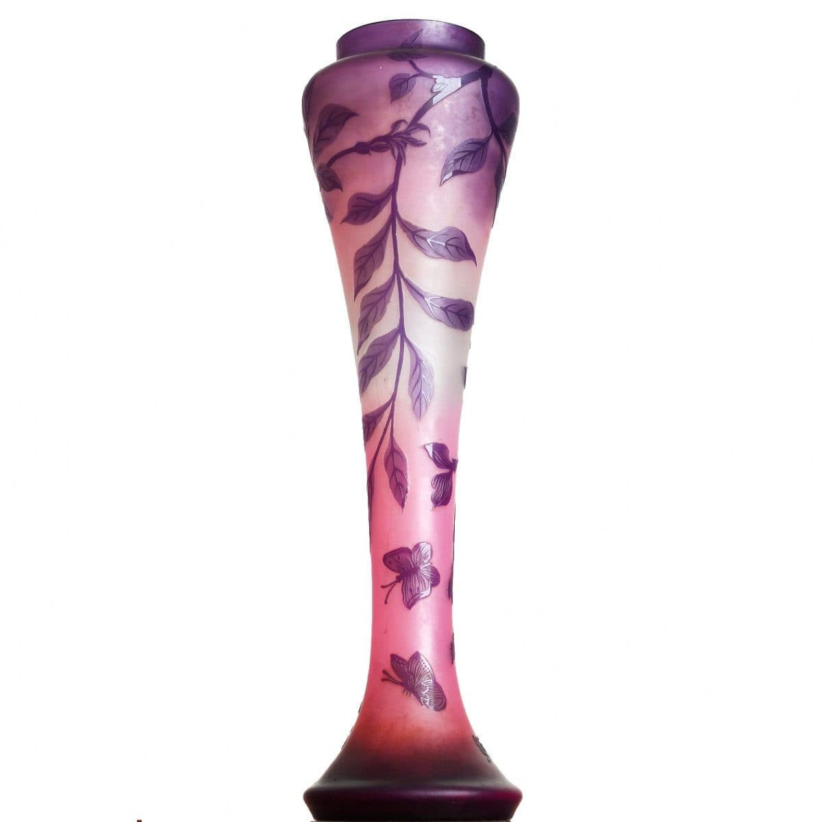 Grand vase aux papillons et décor floral