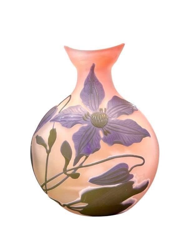 Gallé, vase gourde aux clématites