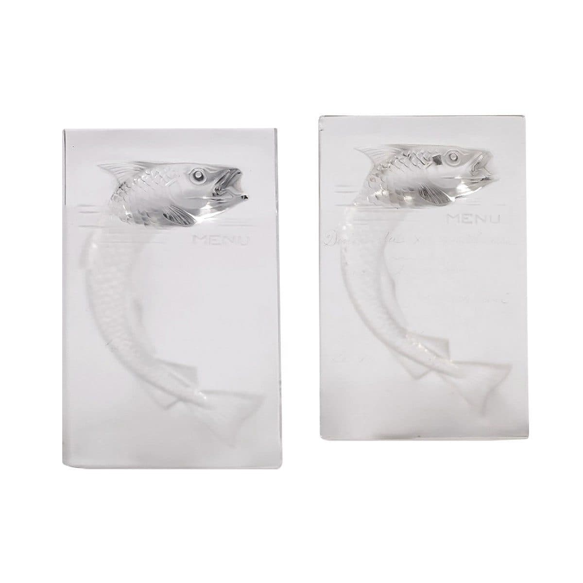 Lalique, paire de menus « Poisson »