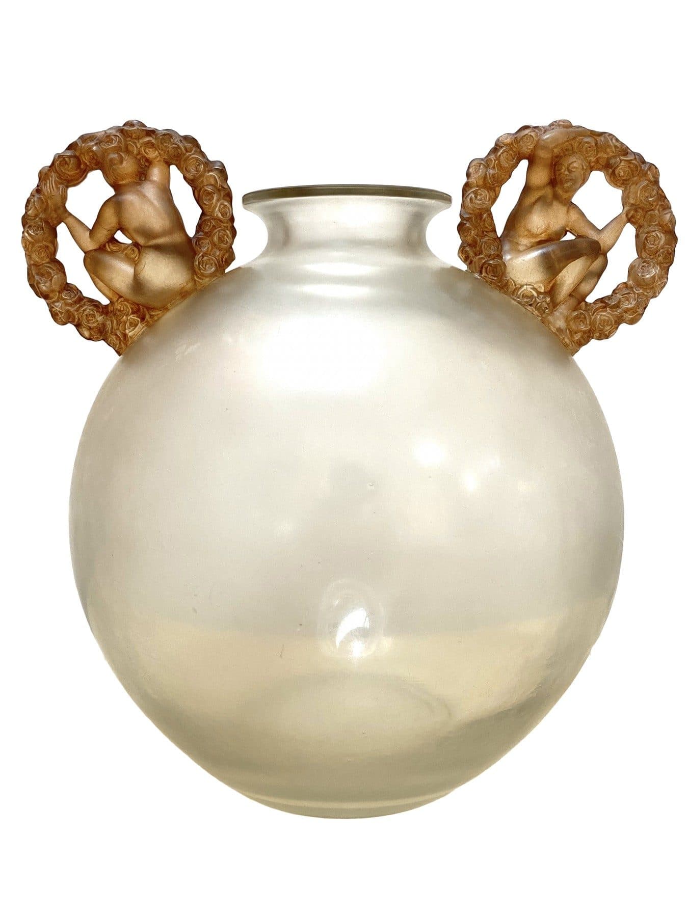 Vase en verre blanc patiné sépia